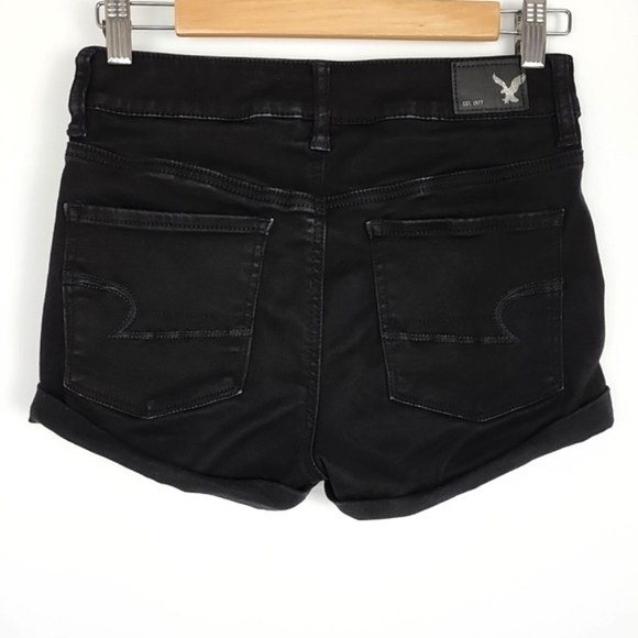 American Eagle Womens Super Super Stretch AEO Sateen Hi Rise Shortie Shorts Sz 4 - Picture 2 of 14